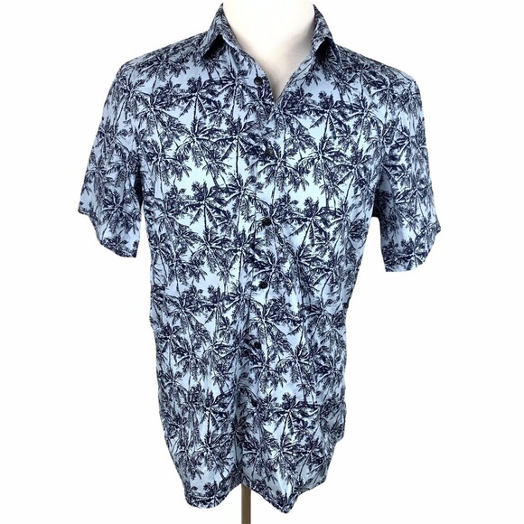 Dunnes Shirt Short Sleeve Cool Cotton Tropical Print Regular Fit Size M - Picture 1 of 7